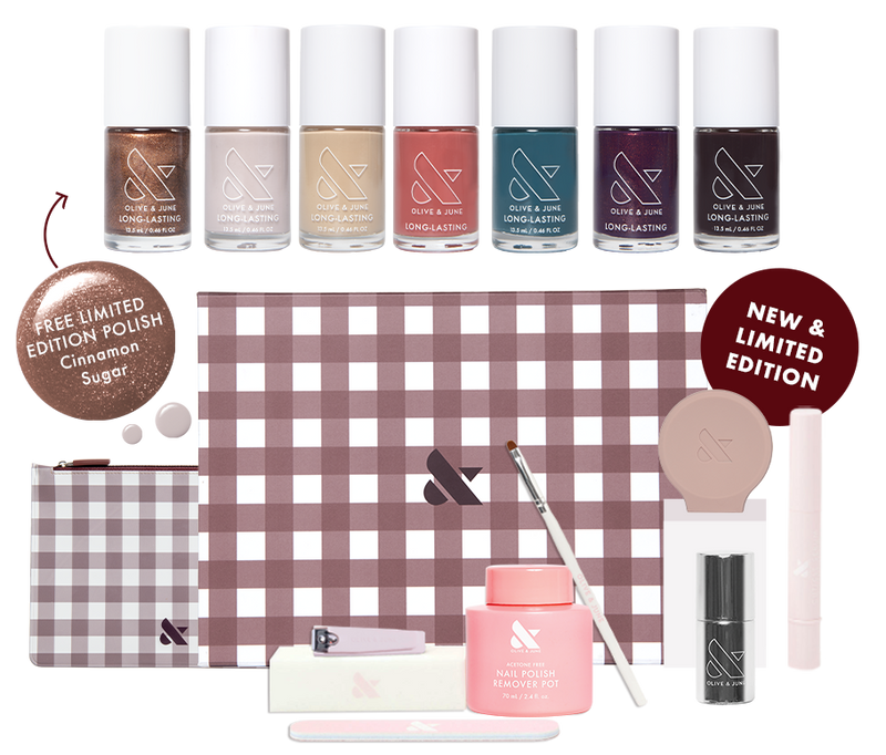Bonus Fall Mani System + new polishes featuring seven seasonal shades and manicure tools for cozy at-home nail care