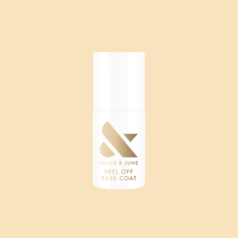 Peel Off Base Coat bottle by Olive and June for easy, gentle gel polish removal and nail hydration at home mani.