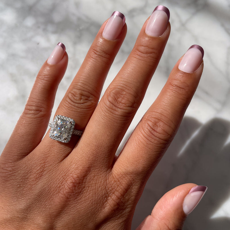 Metallic Matte French - Press-On | Short | Squoval nails with soft pink matte base and glossy metallic mauve tips on natural hand