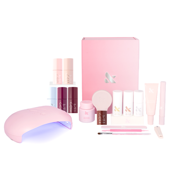 Fall Bestsellers Gel System with LED lamp, gel polish shades, and tools for durable at-home manicures up to 21 days