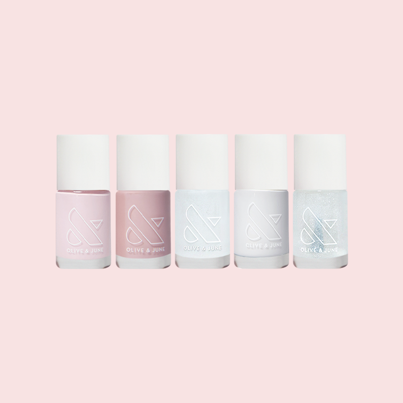 Mini Neutrals Set featuring five neutral shades of nail polish for easy, versatile at home manicures and quick mani touch-ups