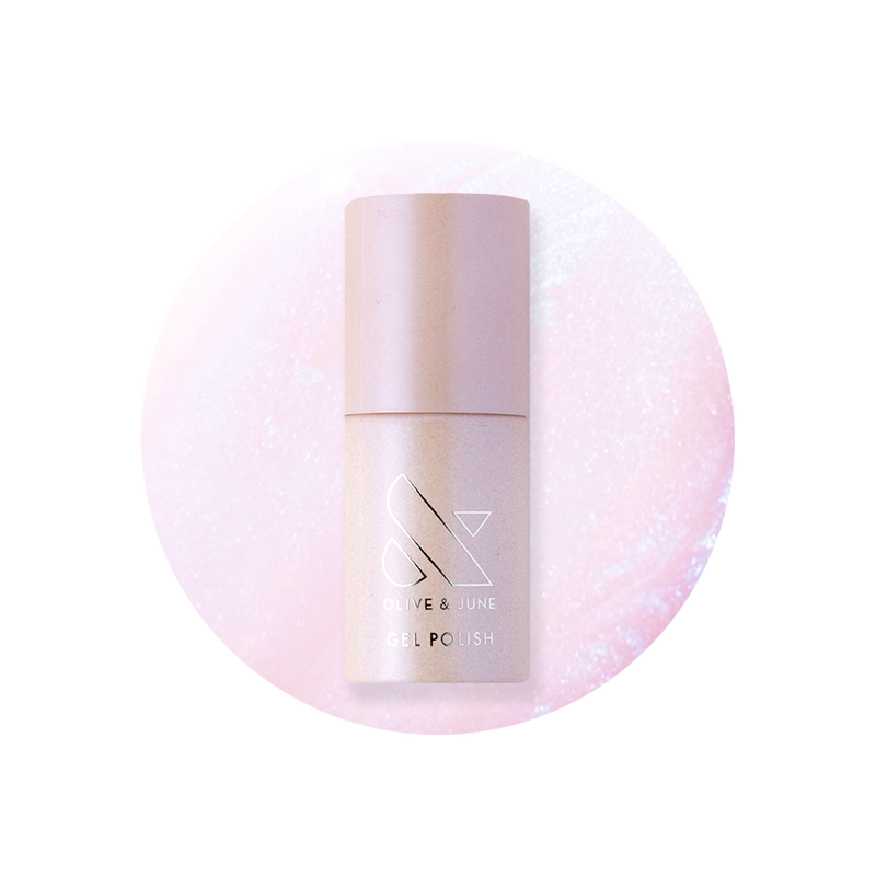 The Glazed Gel Mani System gel polish bottle in shimmery neutral pink for easy at-home manicure and long-lasting wear