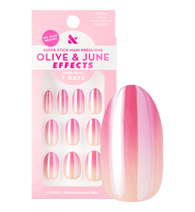 Pink Chrome Gradient | Medium | Oval - Tab Press-On Press-On