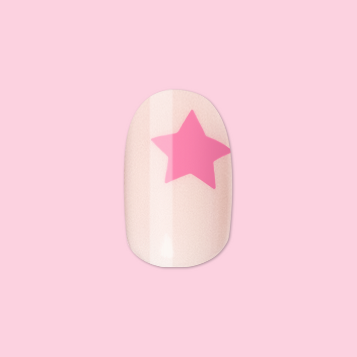 Pink Star Party | Extra Short | Round - Tab Press-On second image