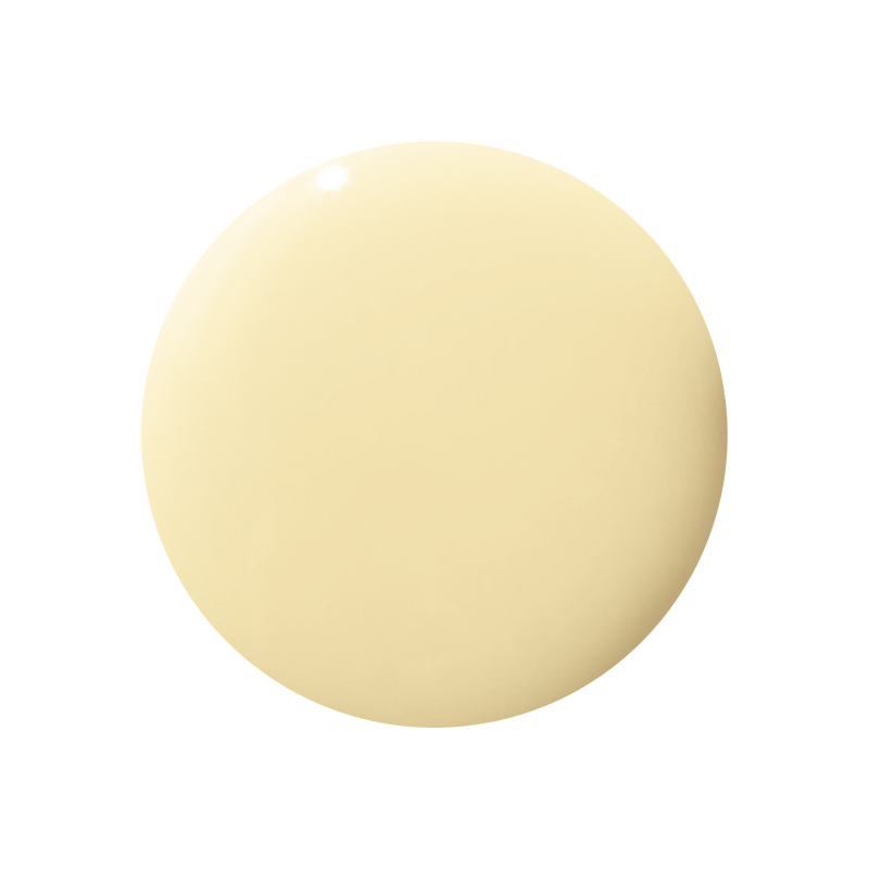 Smooth swatch of Sunny pastel yellow polish showcasing bright, quick dry, long-lasting mani or pedicure color option
