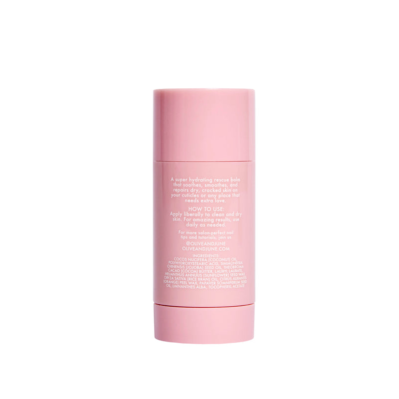 Cuticle Balm in a pink stick applicator for moisturizing dry cuticles and supporting at-home manicure care routines