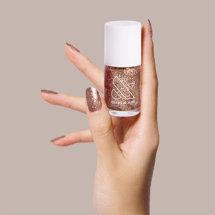 Party Pants polish Packed rose gold glitter