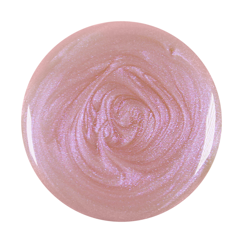 Close-up of Baroque gel polish swirl showing pearly white iridescent shimmer with quick-dry formula for mani use