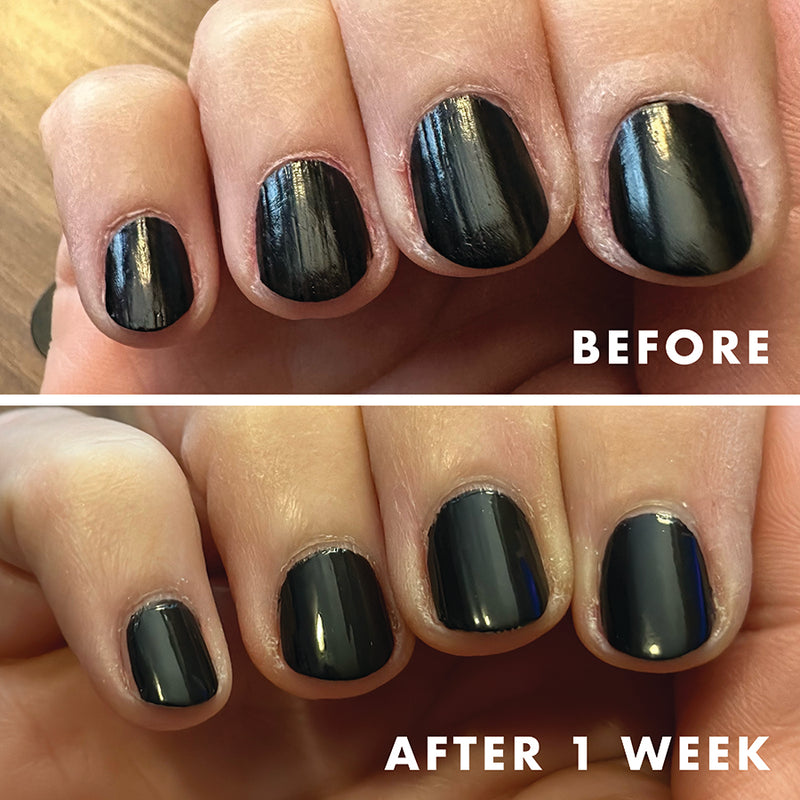 Cuticle Balm results showing improved hydrated cuticles and healthier nails after one week of consistent use at-home manicure care