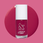 Olive and June Darling quick dry gel polish bottle shown with deep hot magenta swatch on pink background
