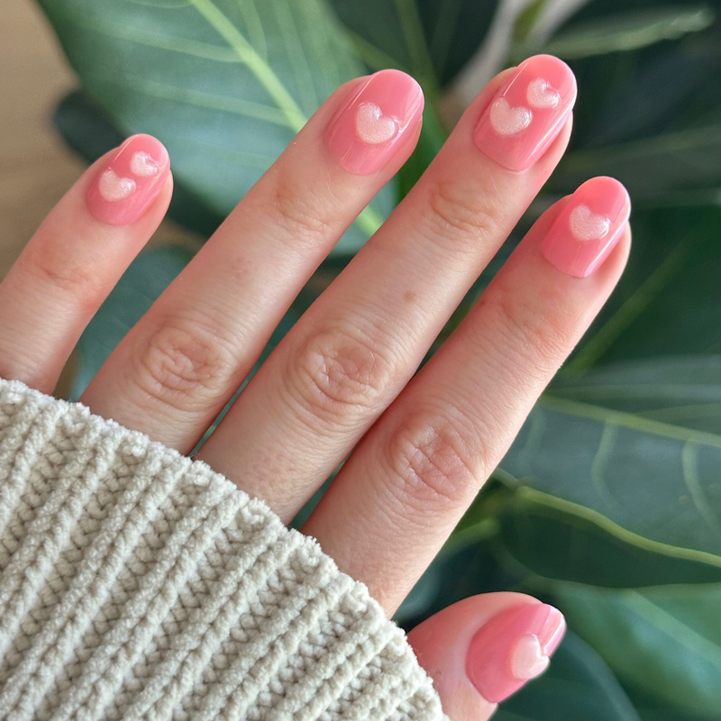 picture of 3D Crystal Hearts - Press-On | Extra Short | Round