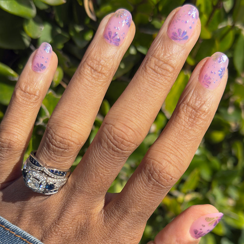 3D Chrome Blooms - Press-On | Short | Round - Press-On