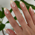 Butter Yellow and Bow French - Press On | Medium | Oval thumbnail