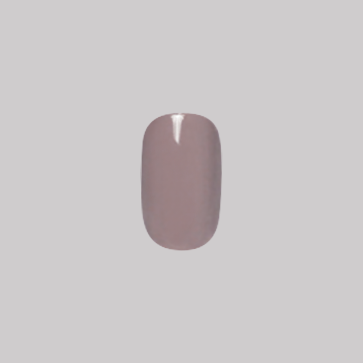 AW - Press-On | Short | Squoval showing single short squoval warm-toned grey press-on false nail on neutral background