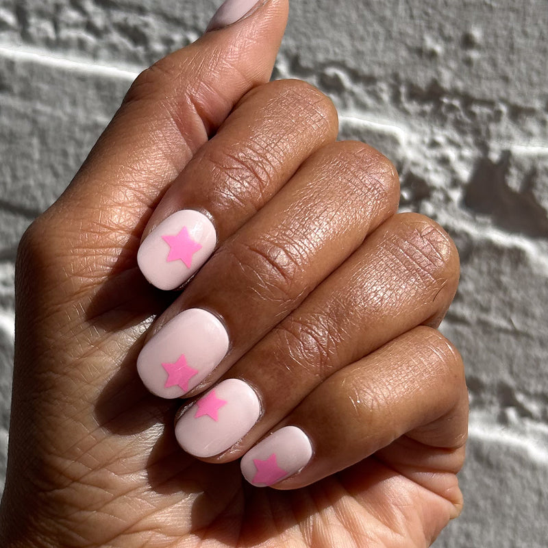 picture of Pink Star Party | Extra Short | Round - Tab Press-On