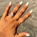 Angelfish Flower Shower - Press-On | Extra Short | Squoval pale blue nails with white daisy design for an easy at-home mani thumbnail