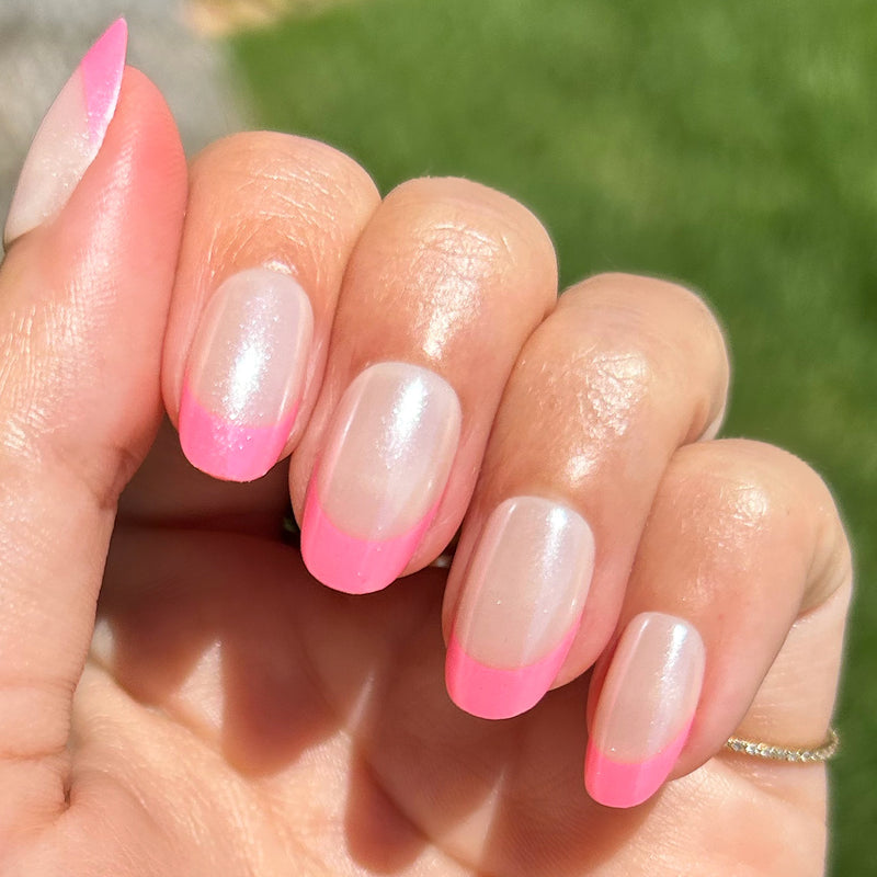 picture of Pink Chrome French - Press-On | Short | Round