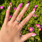 Pink Party French - Press-On | Medium | Almond false nails in mixed pink and french tip design for easy at home mani