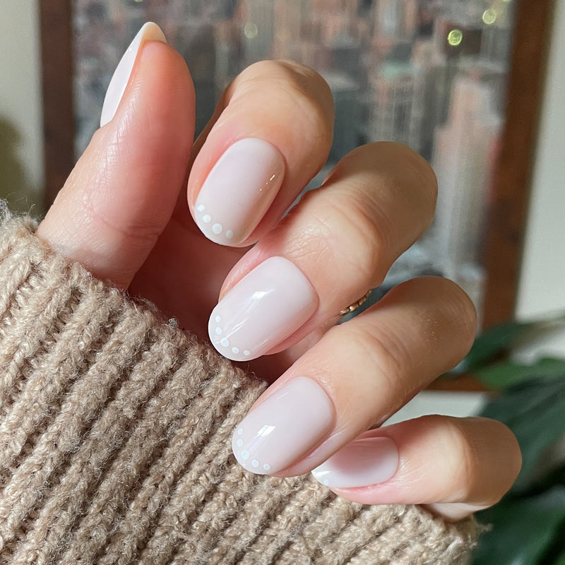 picture of Dotted French | Short | Round - Tab Press-On