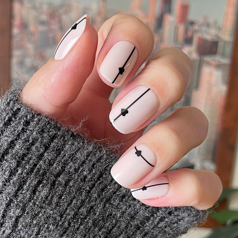 picture of Linear Hearts | Short | Squoval - Tab Press-On