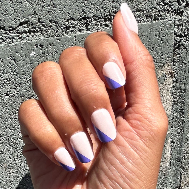 picture of Asymmetrical French | Short | Squoval - Tab Press-On