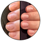Comparison of nails before and after using Cuticle Oil showing improved hydration and smoother cuticles for nail care.