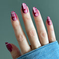 Berry Plaid Velvet - Press-On | Medium | Oval thumbnail