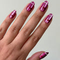 Berry Plaid Velvet - Press-On | Medium | Oval thumbnail