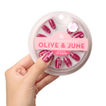 Berry Plaid Velvet - Press-On | Medium | Oval thumbnail