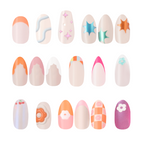 Set of 18 Big & Bold Press-Ons with 3D floral, geometric, and colorful designs for standout at-home manicure looks