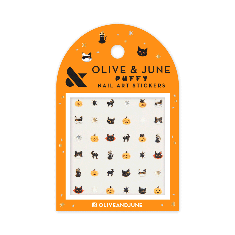 Halloween Puffy Nail Art Stickers - Black Cats