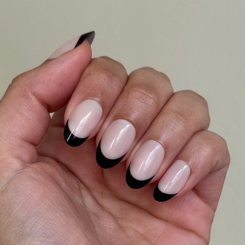 Black French - Press-On | Medium | Oval