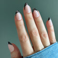 Black Lacy French - Press-On | Medium | Almond thumbnail