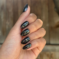 Black Velvet with Chrome Speckles - Press-On | Medium | Oval thumbnail