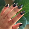 Black Velvet with Chrome Speckles - Press-On | Medium | Oval thumbnail
