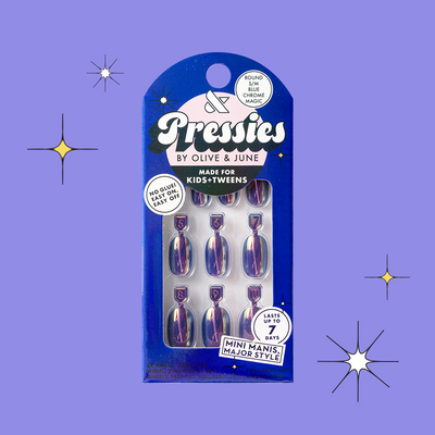 Blue Chrome Magic - Pressies | Short Medium | Round Blue Chrome Magic - Pressies | Short Medium | Round  Pressies