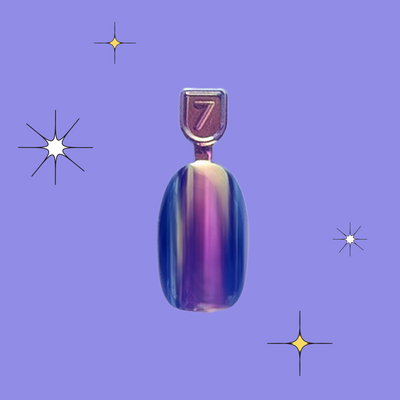 Blue Chrome Magic - Pressies | Short Medium | Round showing electric deep blue shimmery press on false nails for kids mani Blue Chrome Magic - Pressies | Short Medium | Round  Pressies