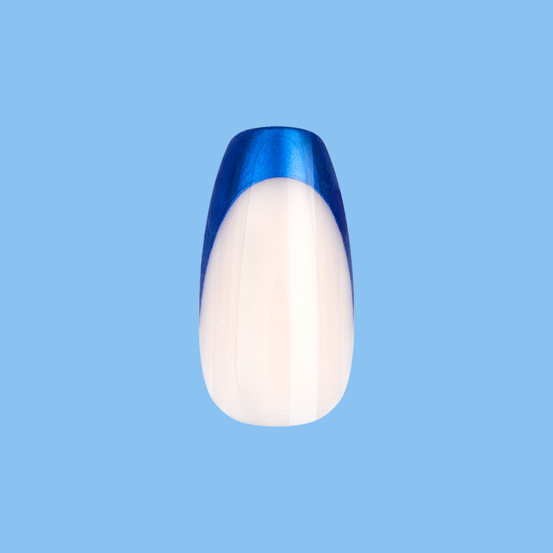 Blue Metallic French - Press-On | Medium | Coffin second image