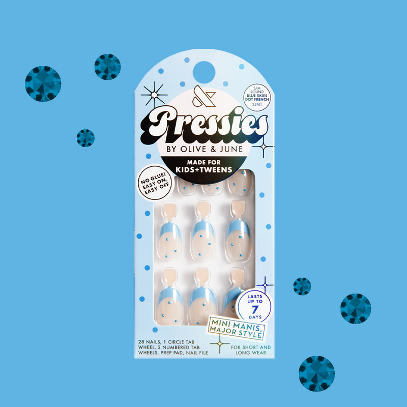 Blue Skies Dot French - Pressies | Short Medium | Round
