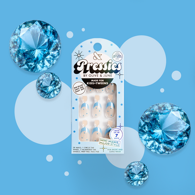 Blue Skies Dot French - Pressies | Short Medium | Round Blue Skies Dot French - Pressies | Short Medium | Round  Pressies