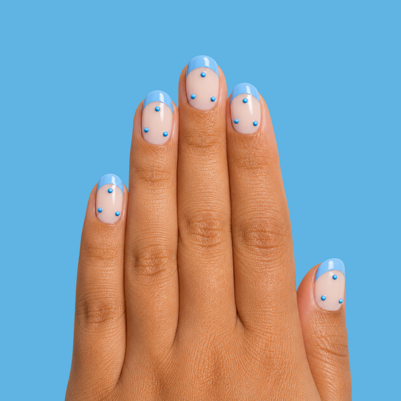 Blue Skies Dot French - Pressies | Short Medium | Round