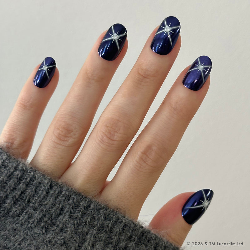 Blue Celestial Chrome - Press-Ons | Short | Round - Press-On