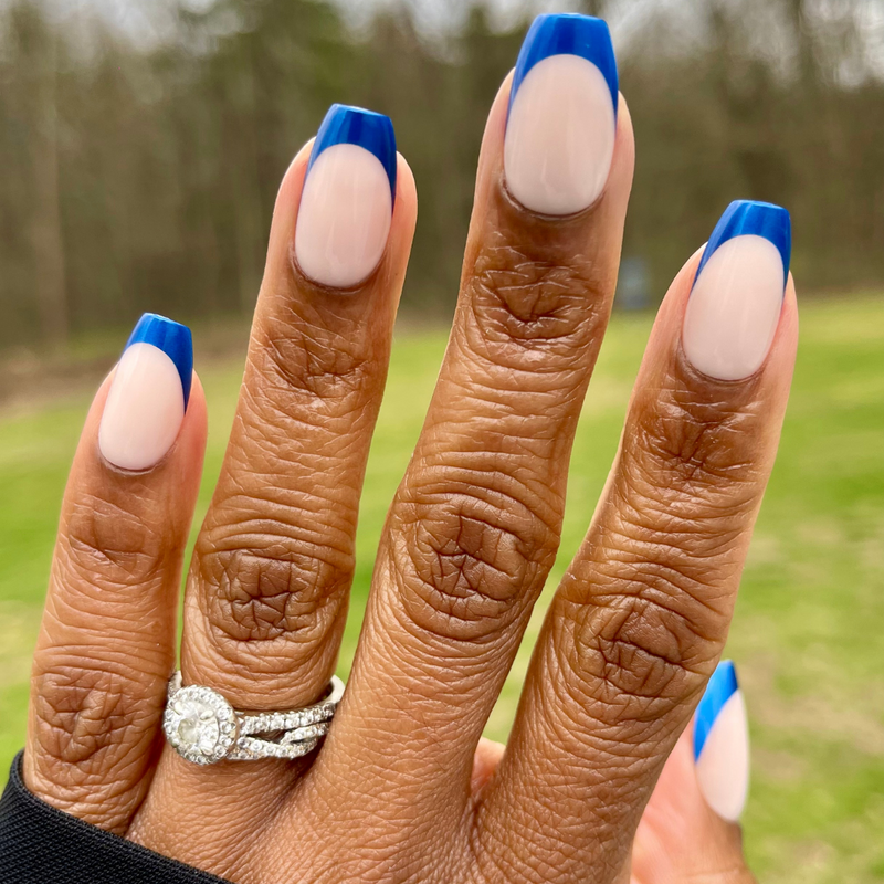 picture of Blue Metallic French - Press-On | Medium | Coffin