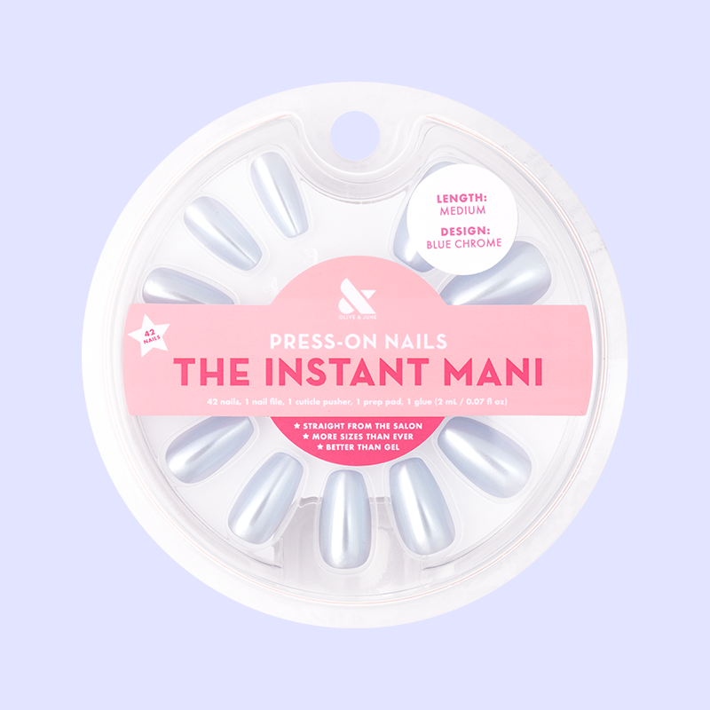 Blue Chrome - Press-On | Medium | Coffin 