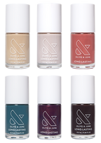 Bonus Fall Long-Lasting Polish Set featuring six fall-inspired long-lasting nail polish shades by Olive and June