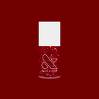 Bottle of Splash of Cran quick dry gel polish in bubbly shimmery pinky-red with glitter on deep red background