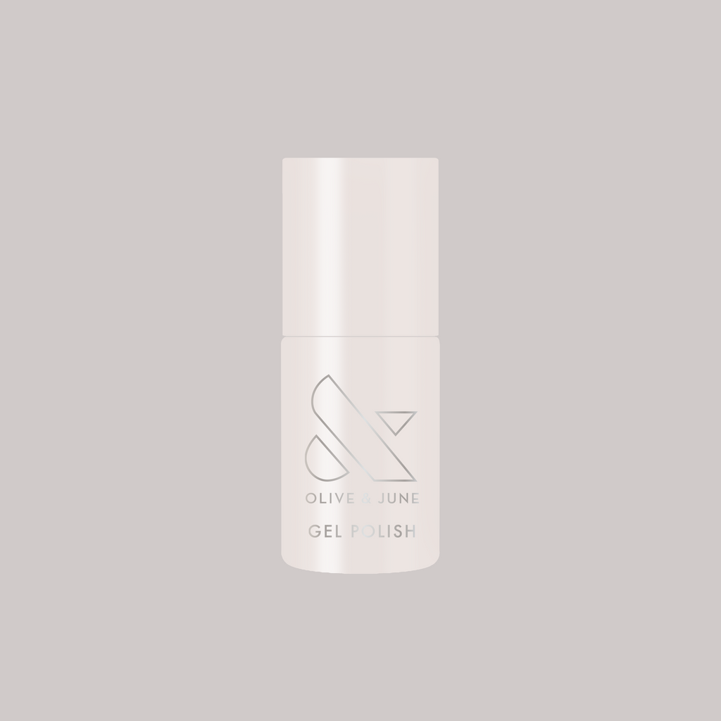 Atlas - Gel bottle with soft pearly white polish by Olive and June for a clean, long-lasting gel manicure or mani.