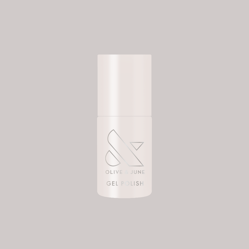 Atlas - Gel bottle with soft pearly white polish by Olive and June for a clean, long-lasting gel manicure or mani.