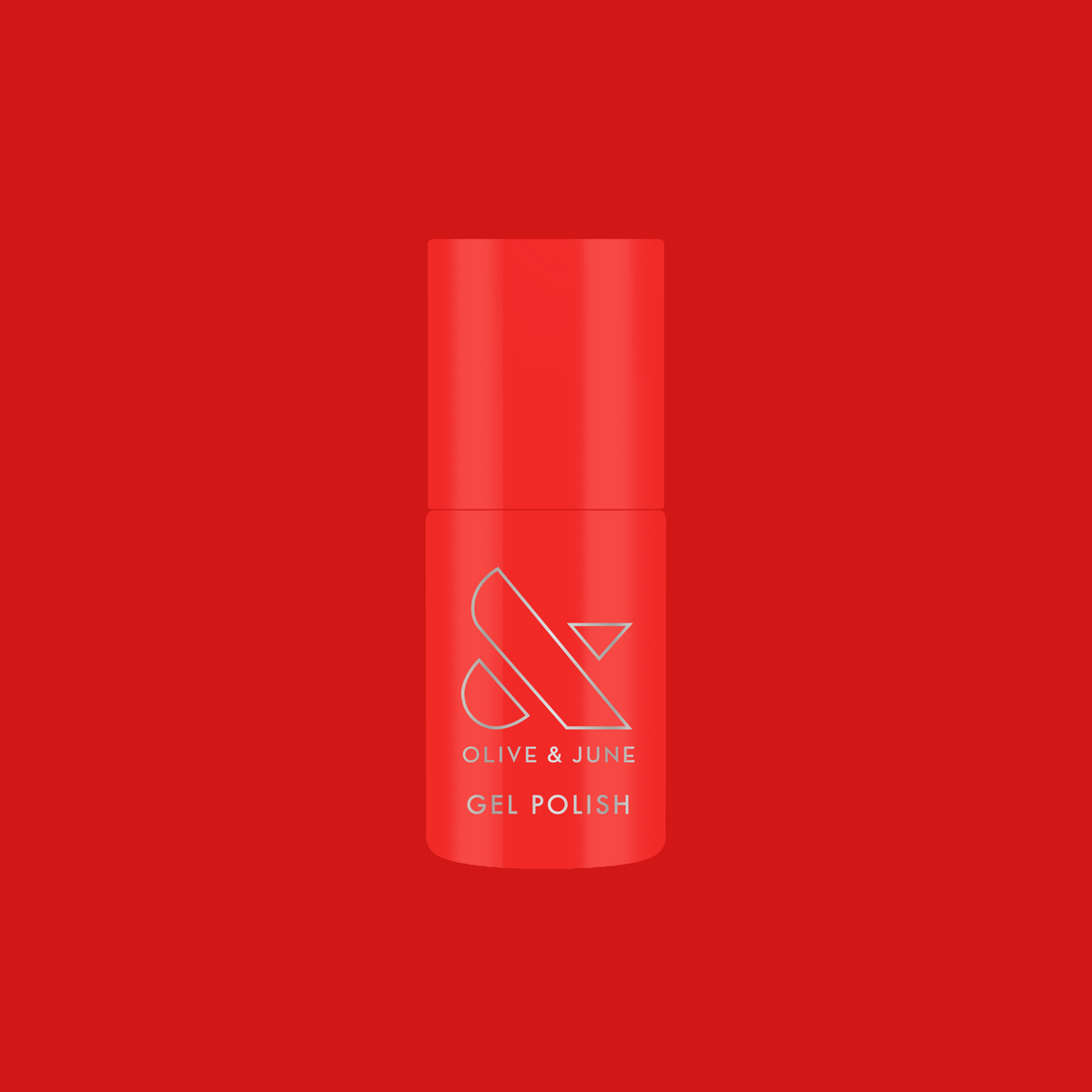 CV - Gel bottle displayed in a bright cherry red shade for a long-lasting gel polish manicure by Olive and June