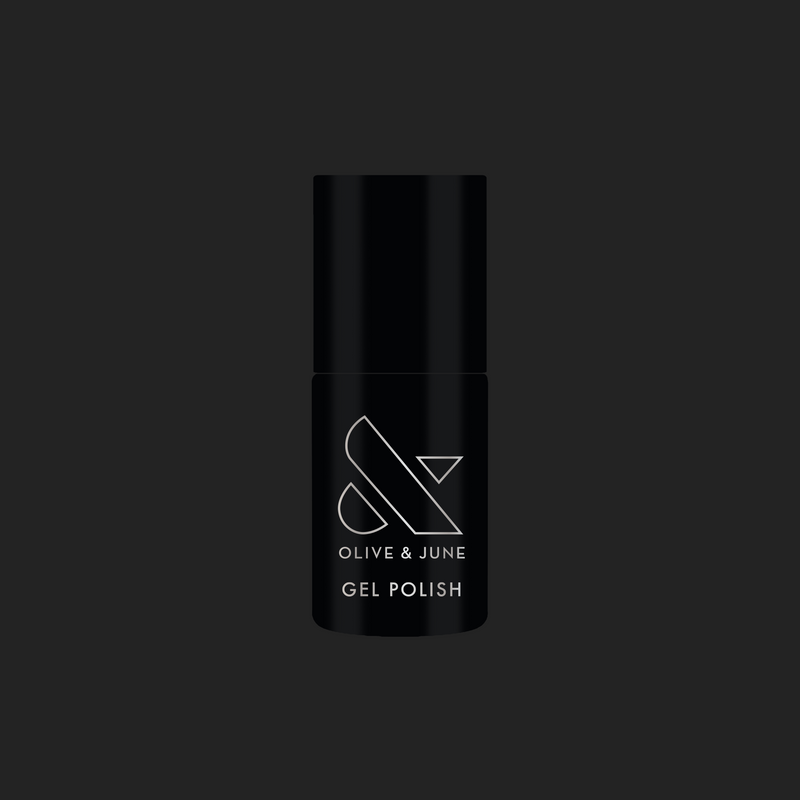 E+M - Gel black gel polish bottle by Olive and June for long-lasting at-home or salon manicures and pedicures